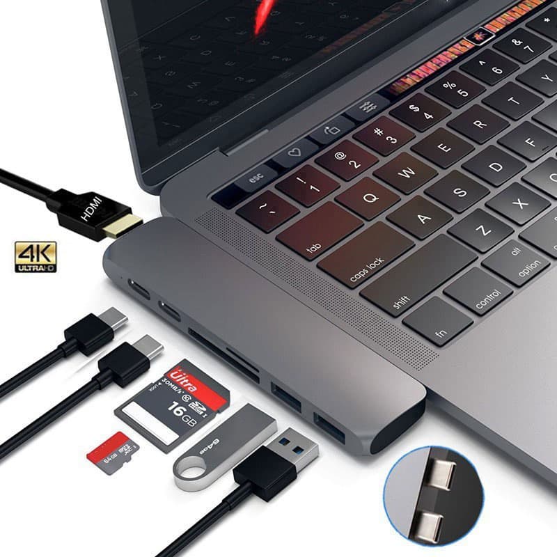 Estação De Acoplamento Tipo C Hub Para HDMI 4K Thunderbolt 3 Leitor De Cartão SD Com Slot TF macbook Pro 13 15 16/Air 13