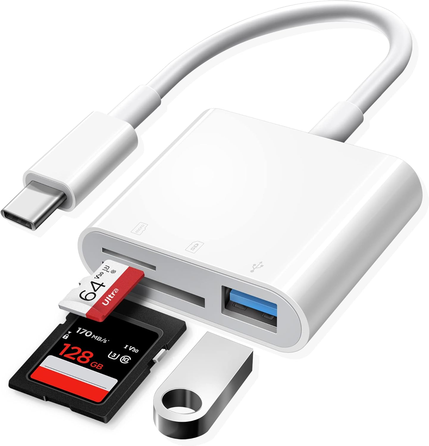 HUB Type C Para SD TF Câmera Leitor De Cartão USB iPhone15 16 Android Laptop OTG