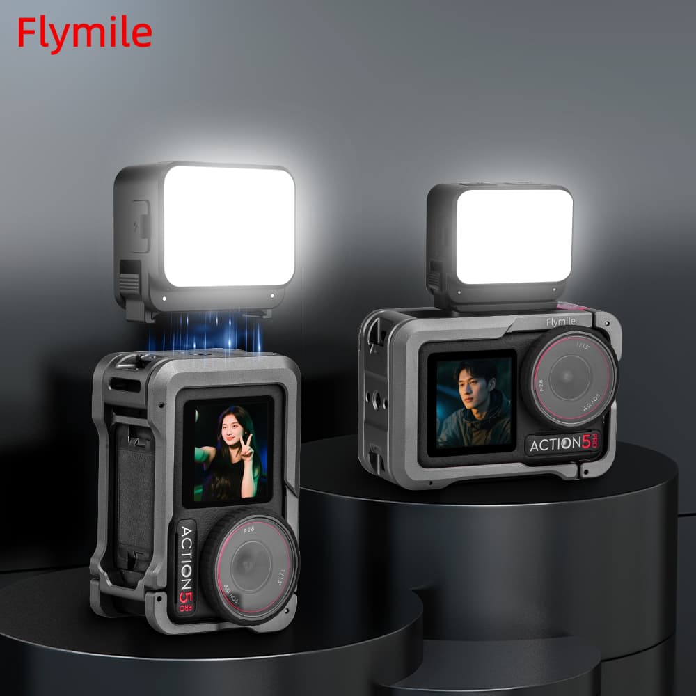  Flymile Luz de Vídeo Luz Portátil para Câmeras com 20 LEDs para Iluminação Fotográfica Recarregável para GoPro/DJI