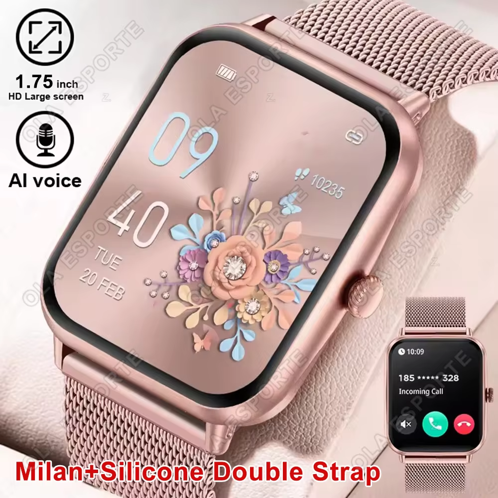 Para Android e iOS, relógio inteligente feminino com chamada Bluetooth, rastreador esportivo, monitoramento de saúde,