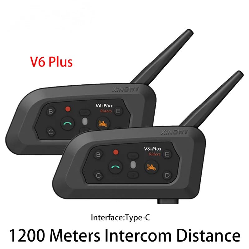 V6 Plus 1200M Capacete De Motocicleta Bluetooth Intercomunicador À Prova D'água 6 Pilotos