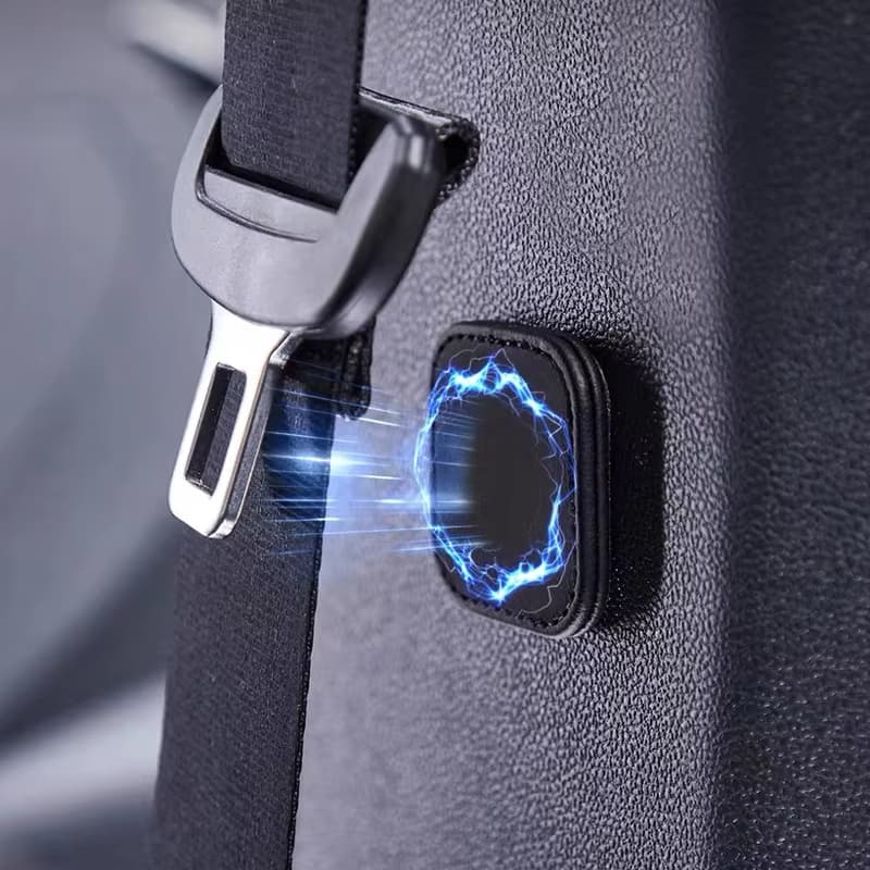 2 peças suporte magnético para cinto de segurança de carro, clipe de fixação de couro PU, limitador de cinto de