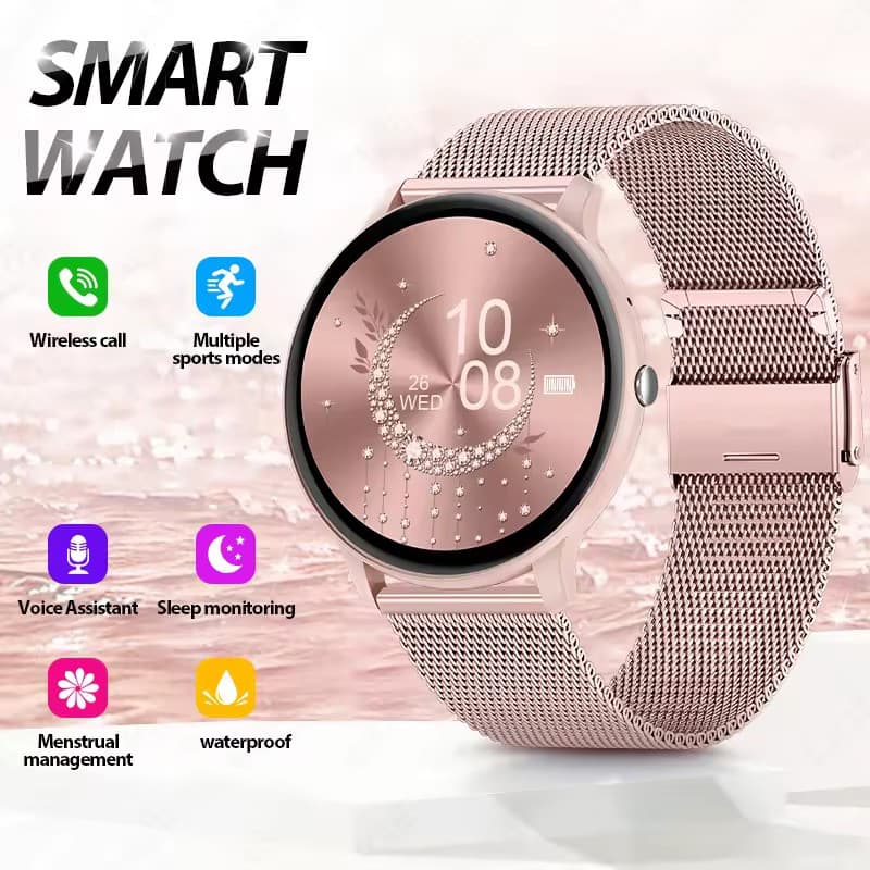 Smartwatch Relógio Inteligente Feminino Monitor De Saúde Esportes Rastreador De Fitness Bluetooth Chamada Al Assistente 