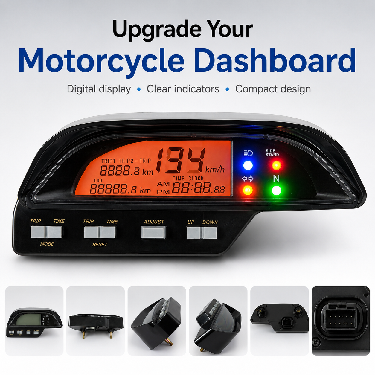 Plug and Play Medidor Indicador De Tela LCD Acessórios Para Motocicleta Velocímetro Moto Tacômetro Digital Painel De RPM