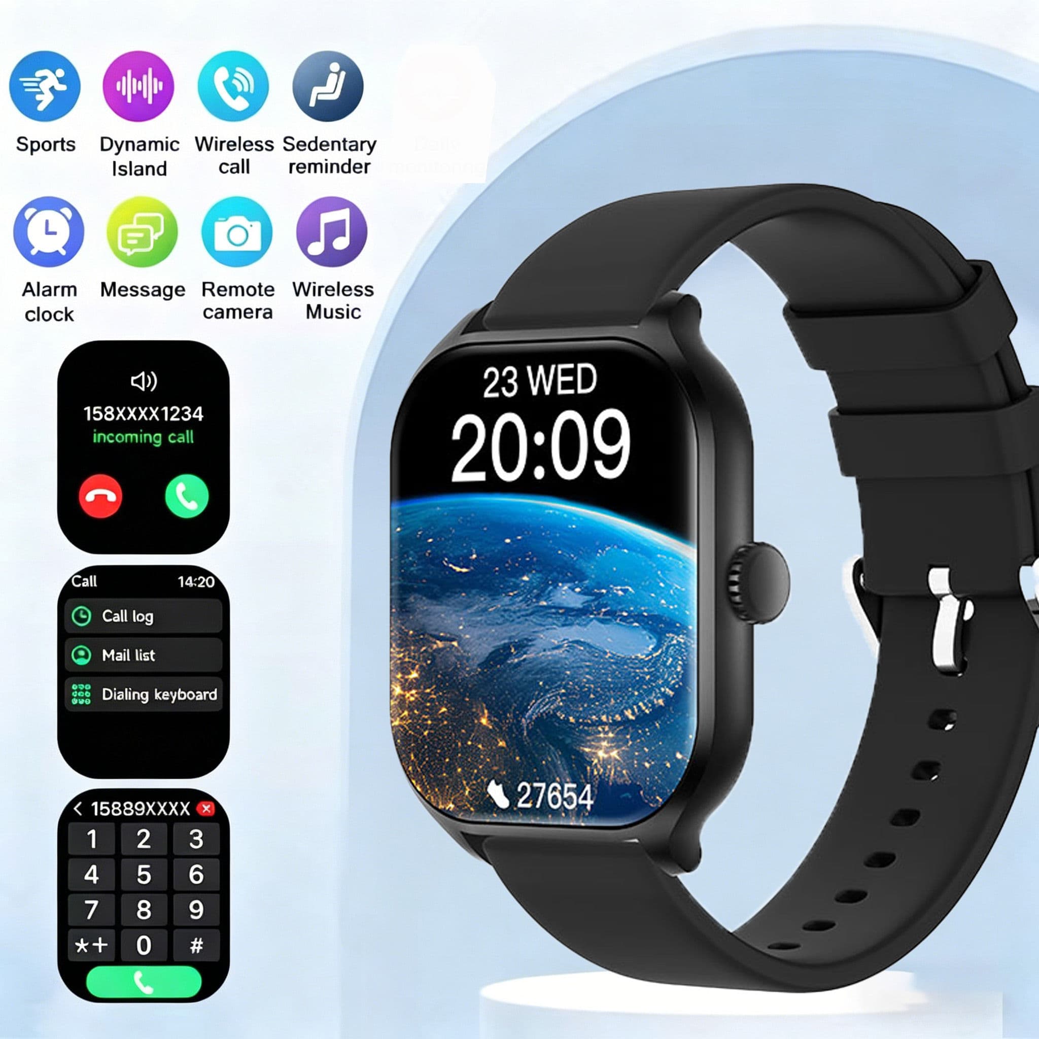 Relógio Esportivo Inteligente, Relógio de Fitness, Monitor de Saúde, Smartwatch à Prova D'Água, Relógio Bluetooth sem
